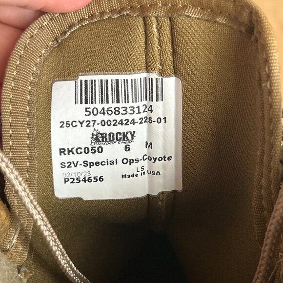 Desert Core Tactical Combat Boots Coyote Brown Military Utility, Men's 6M Rocky - Picture 10 of 10